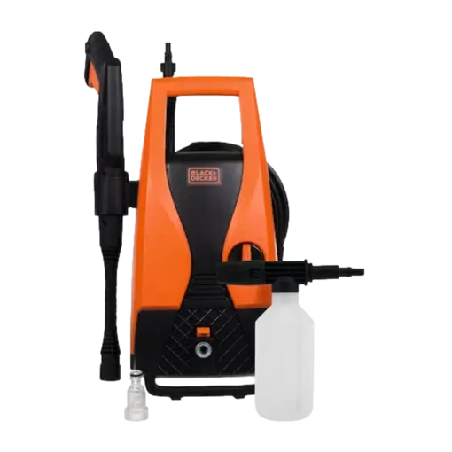 מכונת שטיפה בלחץ BLACK+DECKER 1400W 1512PSI 7.1L קומפקטית עם סליל צינור מובנה באחריות יבואן רשמי