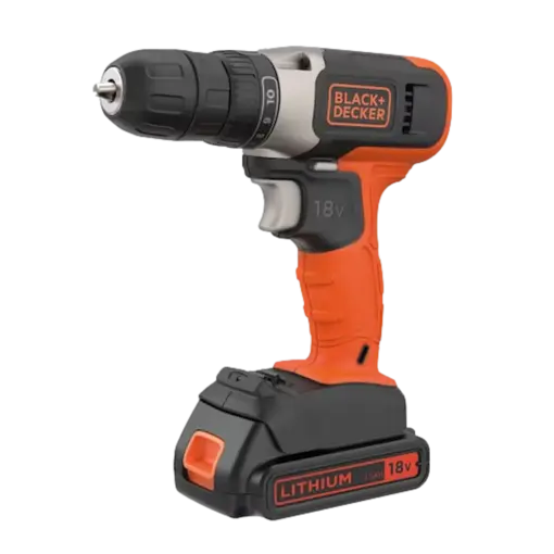 מקדחה אלחוטית BLACK&DECKER 18V ליתיום-יון 11 מצבי מצמד LED פנס עבודה באחריות יבואן רשמי