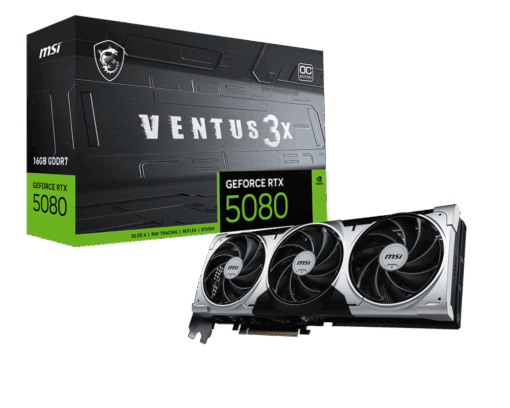 כרטיס מסך MSI RTX 5080 16G VENTUS 3X OC PLUS 16GB GDDR7 10752 ליבות 360W באחריות יבואן רשמי