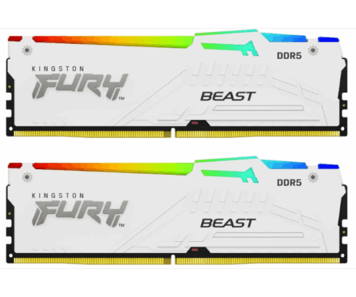 זכרון לנייח Kingston FURY Beast White RGB 32GB 2x16GB 5600MHZ c36