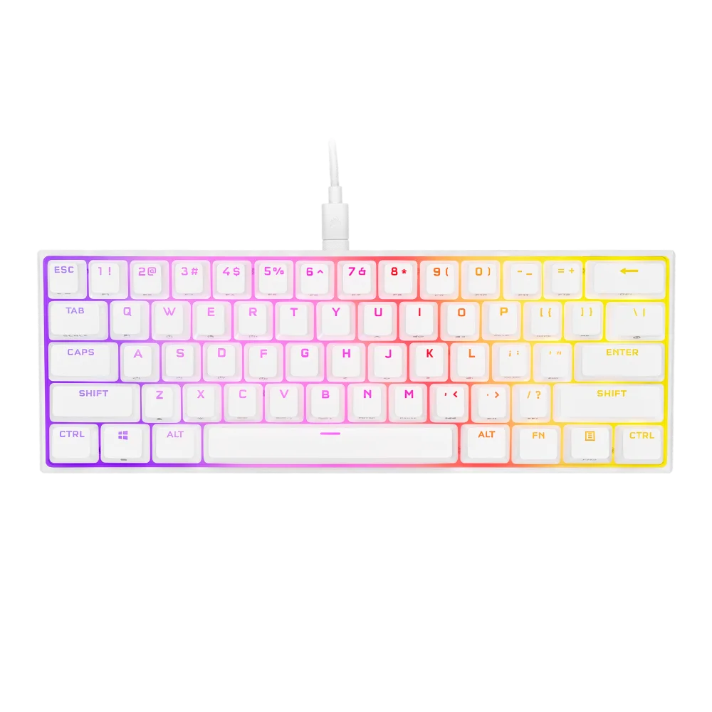 מקלדת מכנית לבנה CORSAIR K65 White RGB MINI 60% – תמונה 2