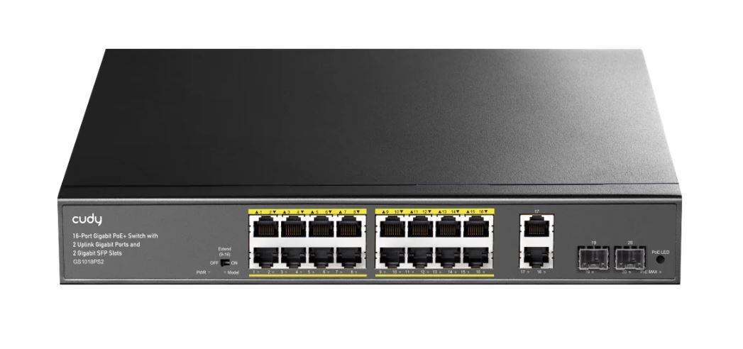 CUDY 16-GbE PoE Switch with 2 Uplink GbE GS1018PS2 1.0 – תמונה 2