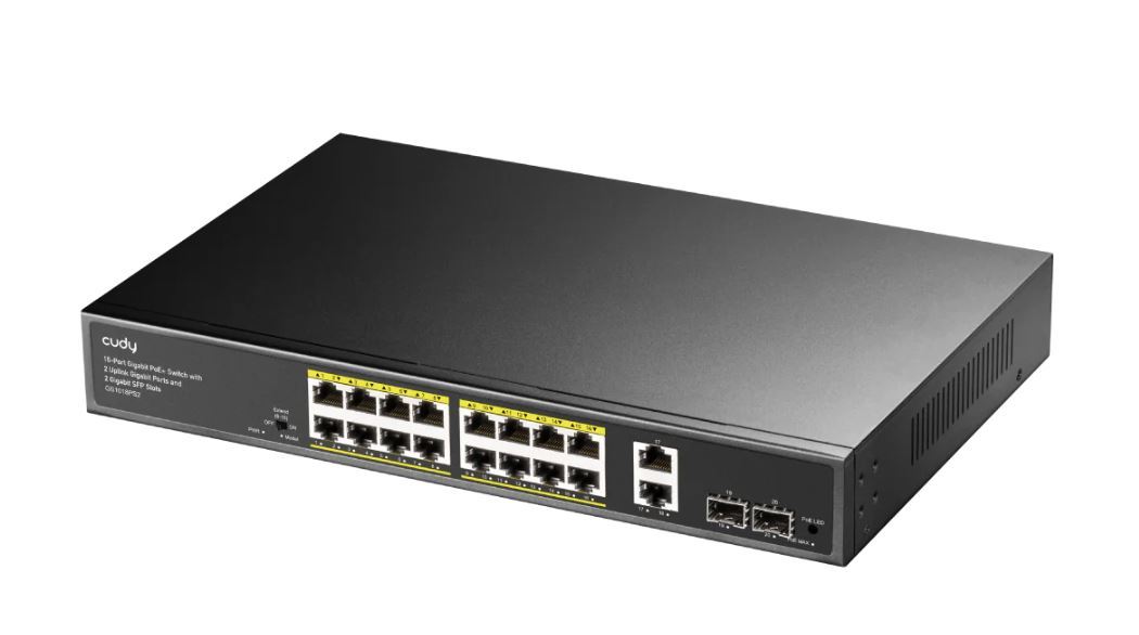 CUDY 16-GbE PoE Switch with 2 Uplink GbE GS1018PS2 1.0