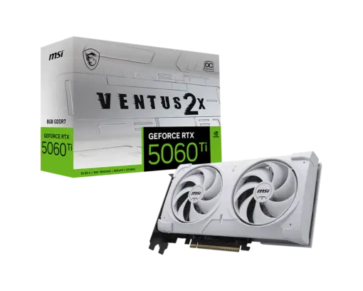 כרטיס מסך RTX 5060 Ti 8G VENTUS 2X OC WHITE PLUS 4711377340304 לבן
