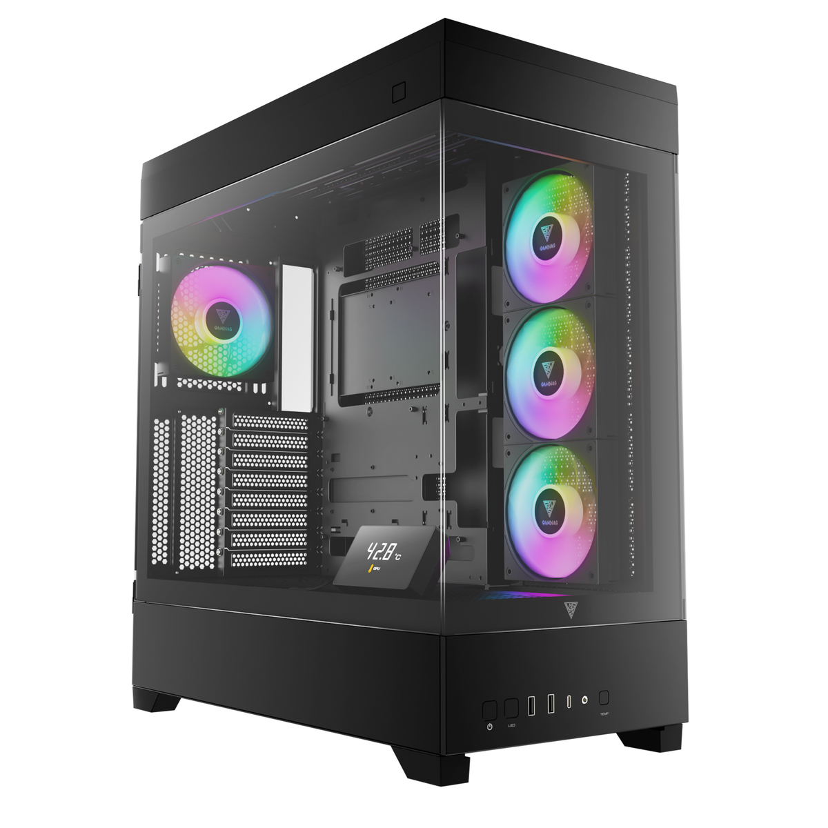 מארז מחשב GAMDIAS ATLAS P1 Mid-Tower ATX Micro-ATX Mini-ITX עם זכוכית מחוסמת 4x120mm ARGB מאווררים באחריות יבואן רשמי – תמונה 5