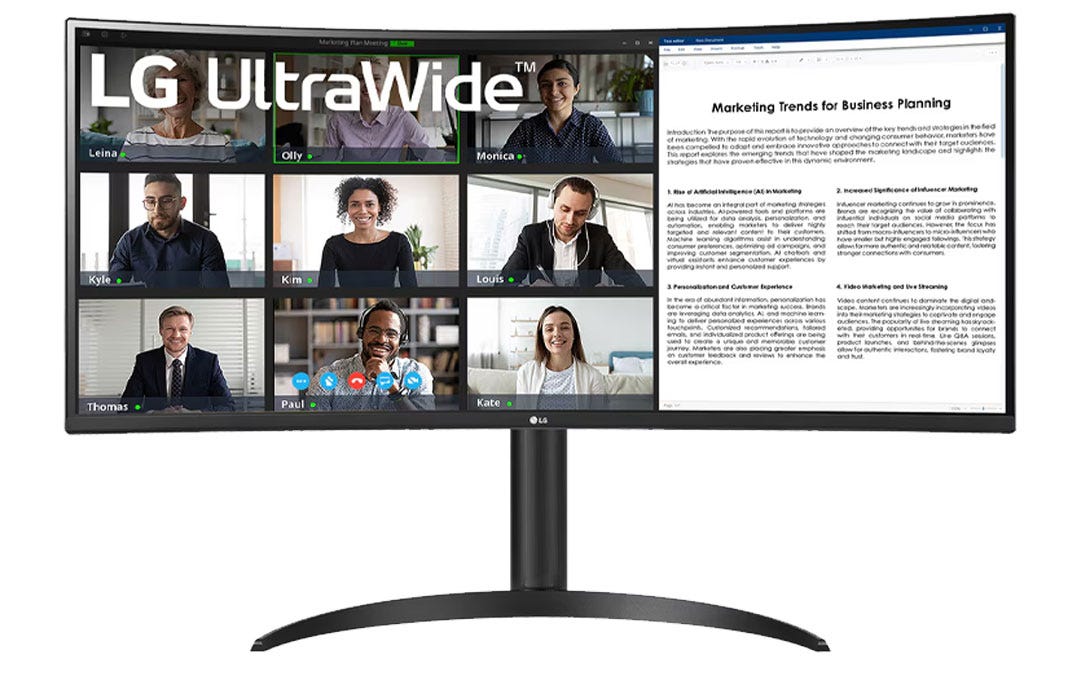 מסך מחשב רחב עסקי 34 UltraWide™ WQHD תוצרת LG דגם: 34WR55QC-B