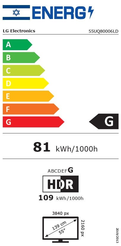 טלוויזיה 55 חכמה LG UHD ברזולוציית 4K דגם: 55UQ80006LD מתצוגה – תמונה 6