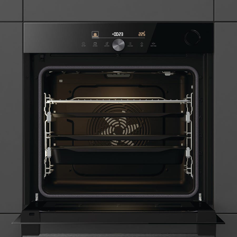 תנור בנוי פירולטי gorenje בגימור זכוכית שחורה 60 סמ דגם BPSA6747DGWI – תמונה 3