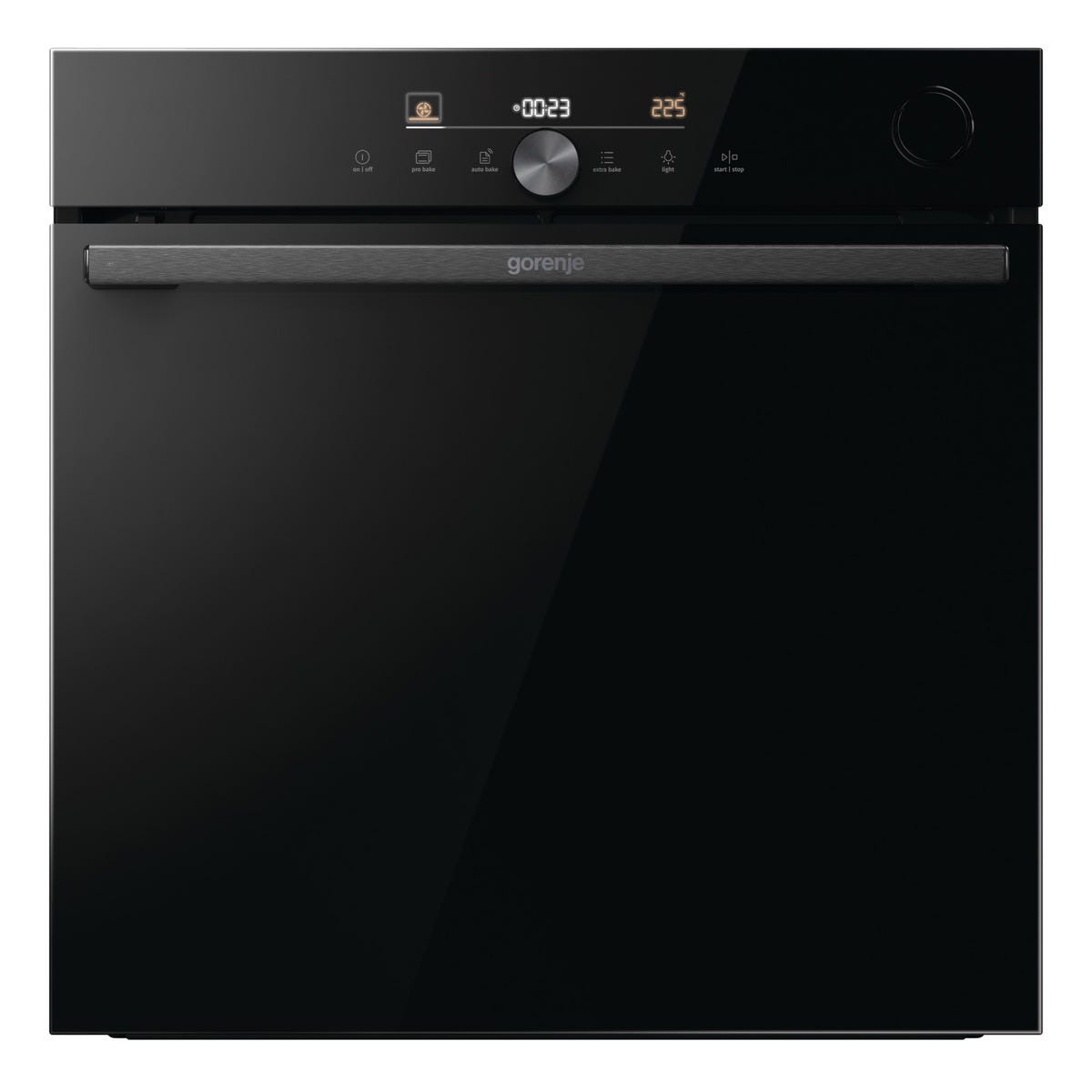 תנור בנוי פירולטי gorenje בגימור זכוכית שחורה 60 סמ דגם BPSA6747DGWI