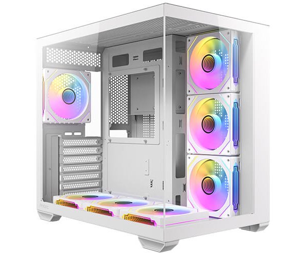 מארז Antec CX Mirror White Mini-Tower Gaming Case 7X120mm ARGB – תמונה 2