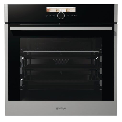 תנור בנוי gorenje פירוליטי 60 סמ נירוסטה בשילוב זכוכית שחורה דגם BOP798S54X