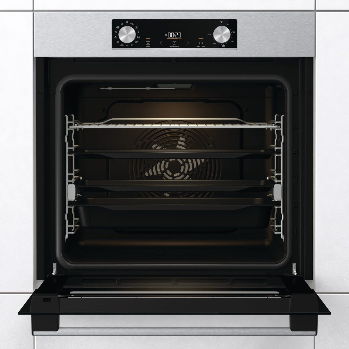תנור בנוי gorenje פירוליטי בגימור נירוסטה בנפח 77 ליטר דגם BOS6737E13X – תמונה 5