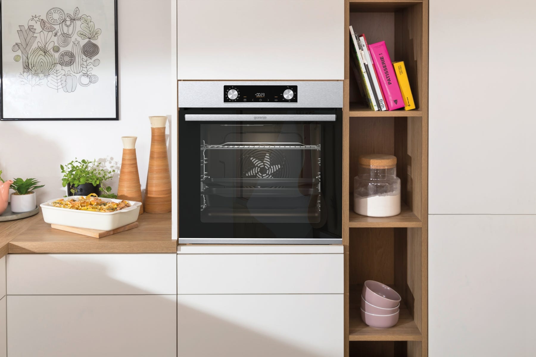 תנור בנוי gorenje פירוליטי בגימור נירוסטה בנפח 77 ליטר דגם BOS6737E13X – תמונה 6
