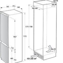Alternative view of מקרר אינטגרלי gorenje מקפיא תחתון 252 ליטר דגם NRKI517E62WF