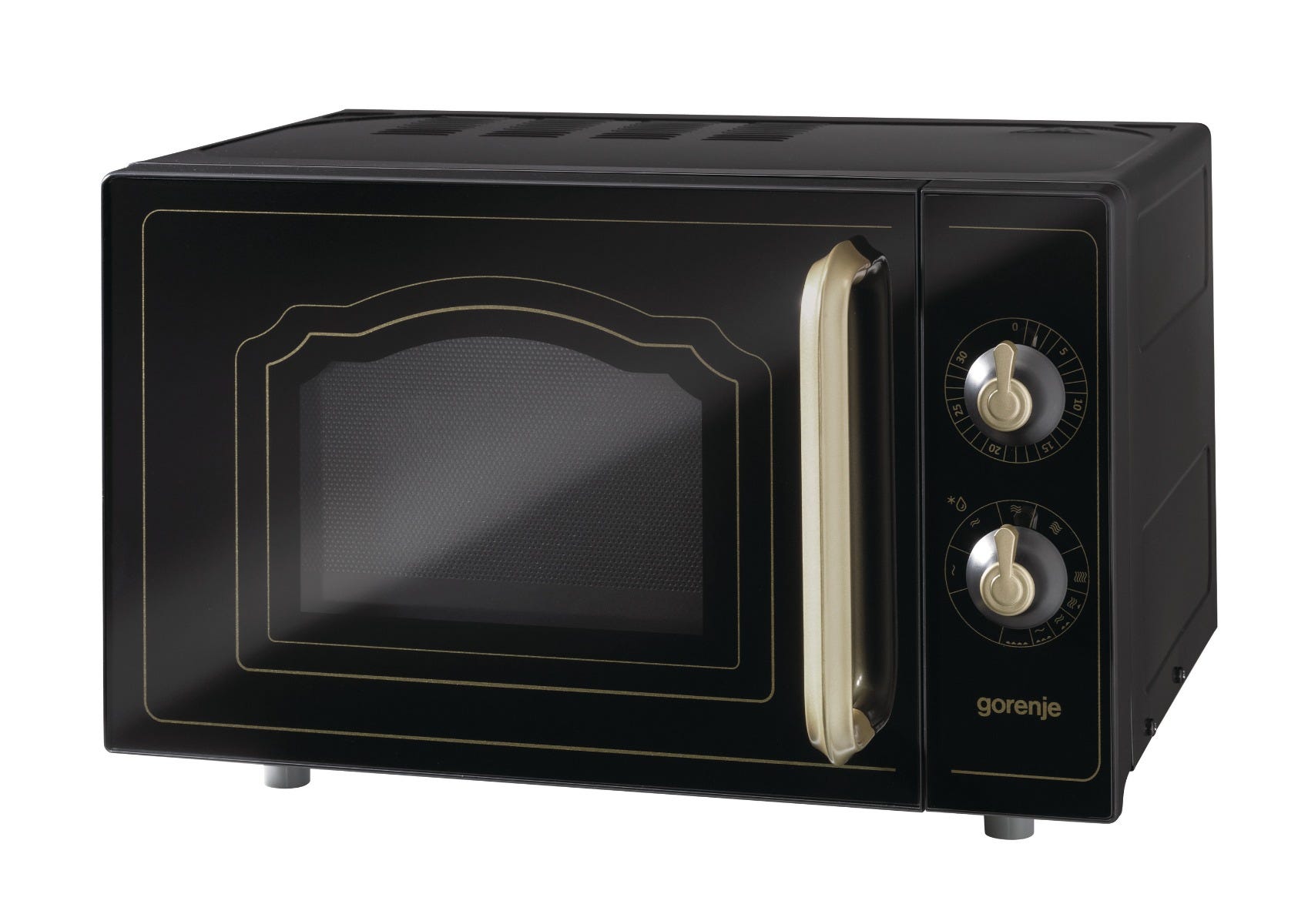 מיקרוגל משולב גריל קלאסיקו בצבע שחור עם ידיות מוזהבות דגם MO4250CLB – תמונה 2