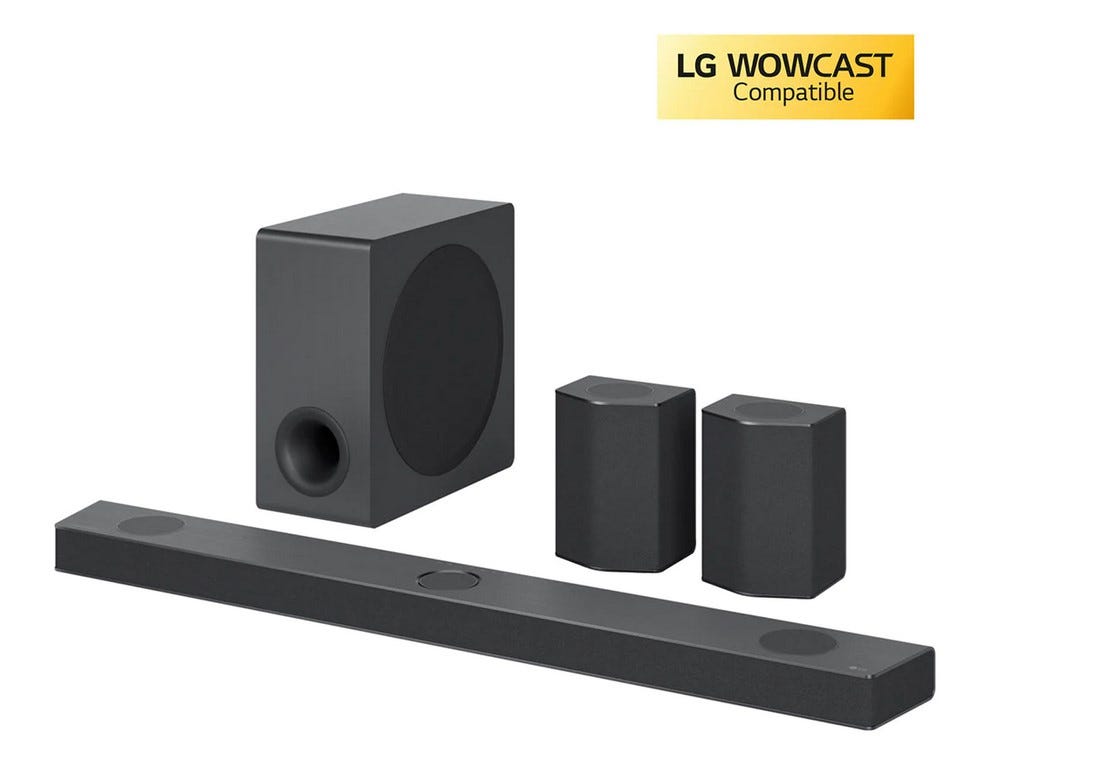 מקרן קול (סאונד בר) 810 וואט 9.1.5 ערוצים עם רמקולים אחוריים אלחוטיים וסאבוופר אלחוטי LG דגם S95QR