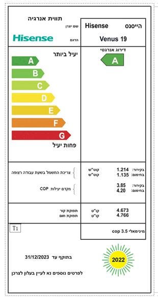 מזגן עילי Hisense Venus 19 – תמונה 4