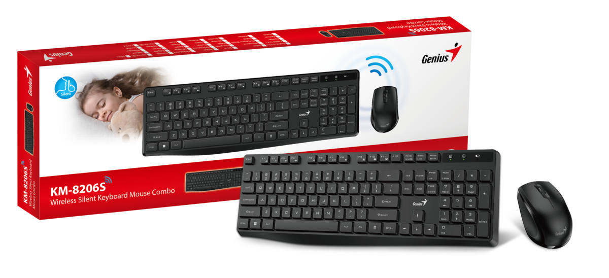 סט מקלדת ועכבר אלחוטי שקטים Genius KM-8206S – תמונה 4