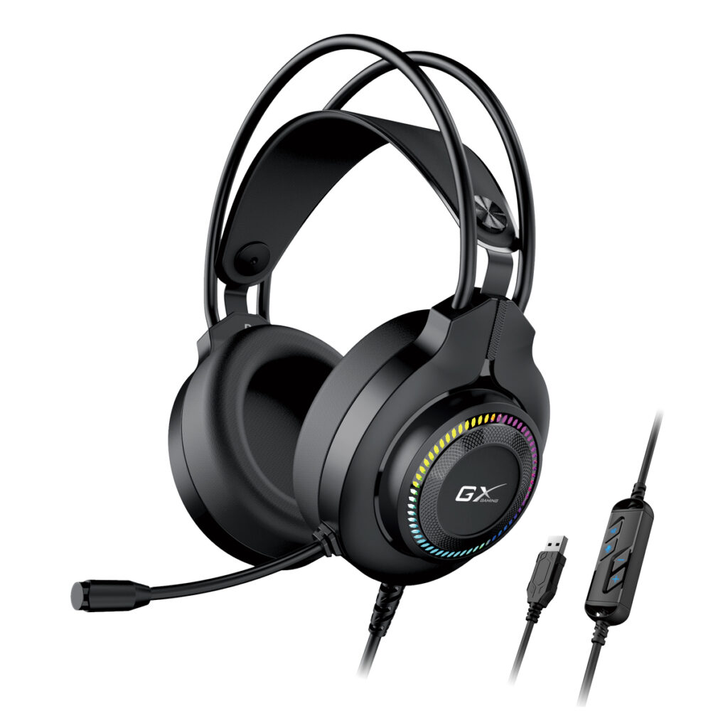 אוזניות גיימינג Genius HS-GX580U – דרייברים 50 מ"מ – RGB – חיבור USB