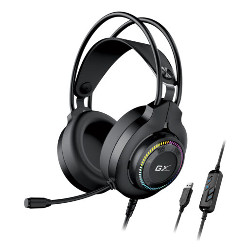 אוזניות גיימינג Genius HS-GX580U – דרייברים 50 מ"מ – RGB – חיבור USB