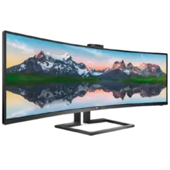 מסך מחשב PHILIPS 49 אינץ' קעור LED WQHD DisplayPort HDMI USB-C רמקולים מובנים באחריות יבואן רשמי 3 שנים