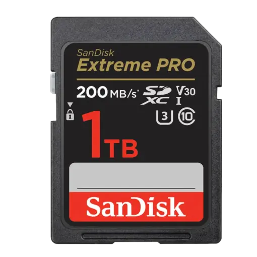 כרטיס זיכרון בנפח 1T S.D EX PRO 4K 200S מבית SANDISK