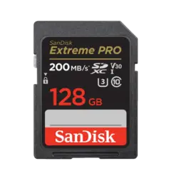 כרטיס זיכרון בנפח GB128 S.D EX PRO 4K 200S V30 מבית SANDISK