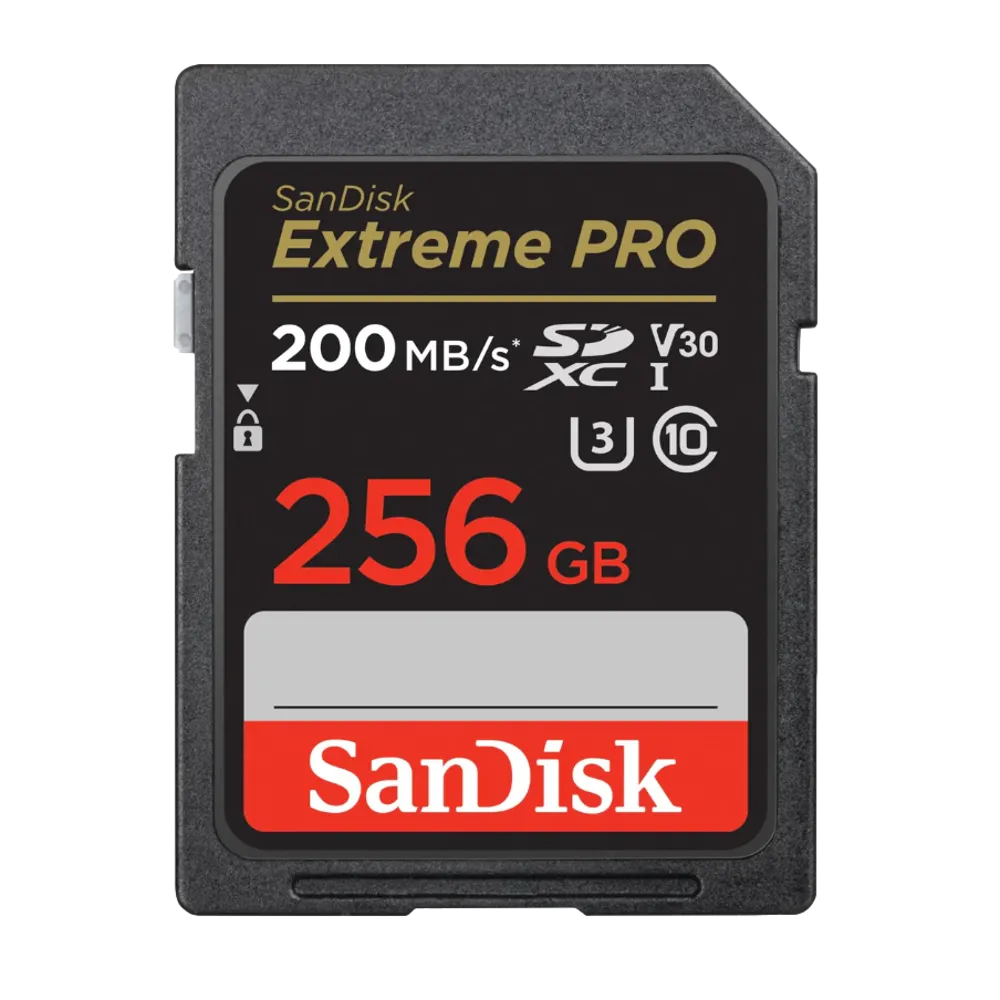 כרטיס זיכרון בנפח GB256 S.D EX PRO 4K 200S מבית SANDISK