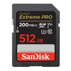 כרטיס זיכרון בנפח 512GB S.D EX PRO 4K 200S מבית SANDISK