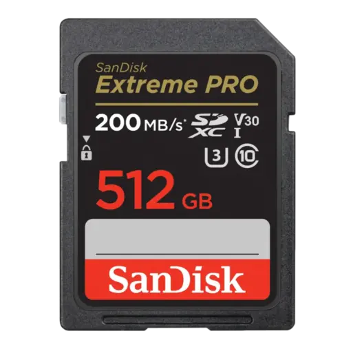 כרטיס זיכרון בנפח 512GB S.D EX PRO 4K 200S מבית SANDISK