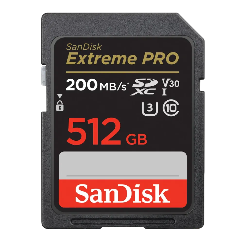 כרטיס זיכרון בנפח 512GB S.D EX PRO 4K 200S מבית SANDISK