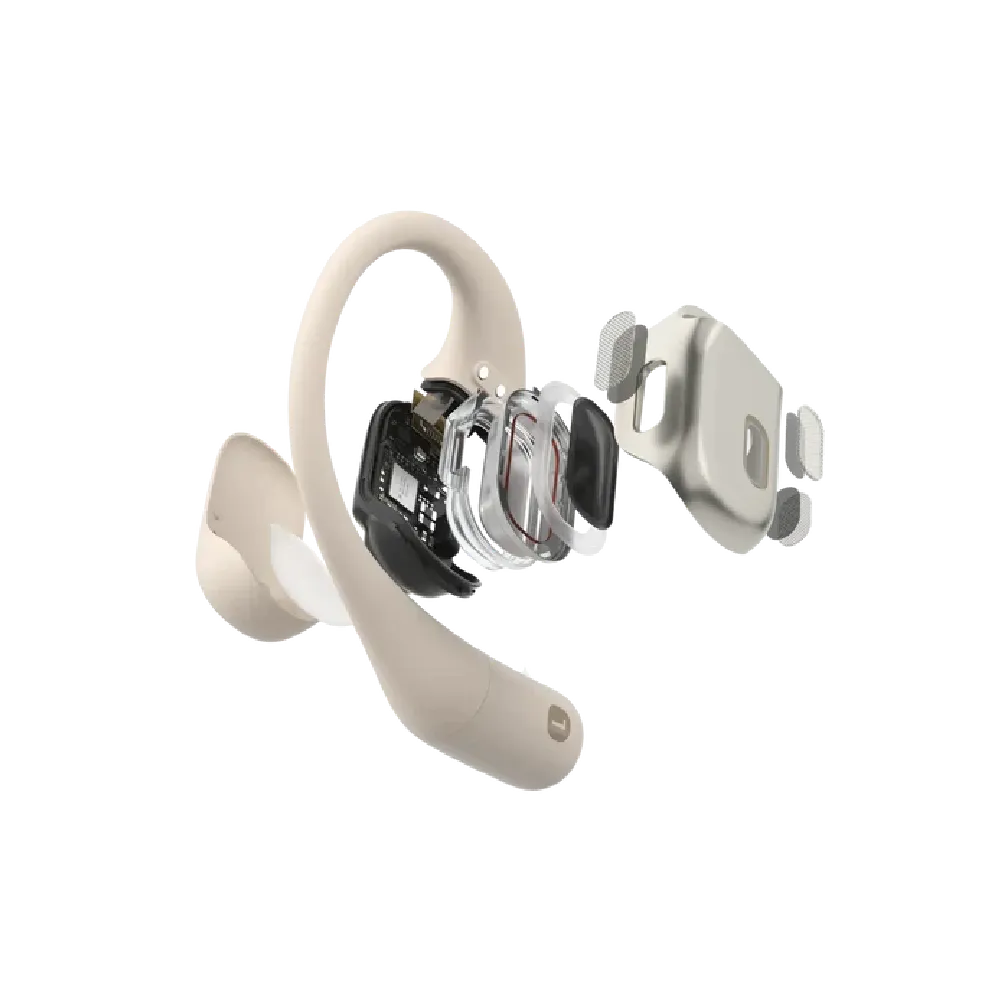 אוזניות Shokz OpenFit Open-Ear אלחוטיות בז' עם סוללה 28 שעות IP54 באחריות יבואן רשמי – תמונה 3