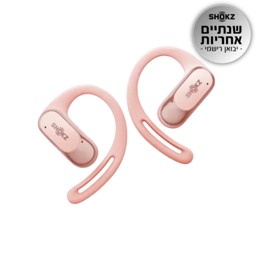 אוזניות Shokz OpenFit Air אלחוטיות ורוד 8.7 גרם IP54 עד 28 שעות סוללה באחריות יבואן רשמי