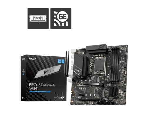 לוח אם MSI PRO B760M-A WIFI DDR5 12/13 דור Intel LGA1700 זיכרון 192GB 2 חריצי PCIe WiFi 6E באחריות יבואן רשמי