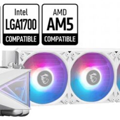קירור נוזלי MSI MAG CORELIQUID I360 360mm ARGB למעבדים Intel ו-AMD עד 1700/AM5, 3 מאווררים 120mm, מהירות משאבה 3400 RPM, באחריות יבואן רשמי 3 שנים