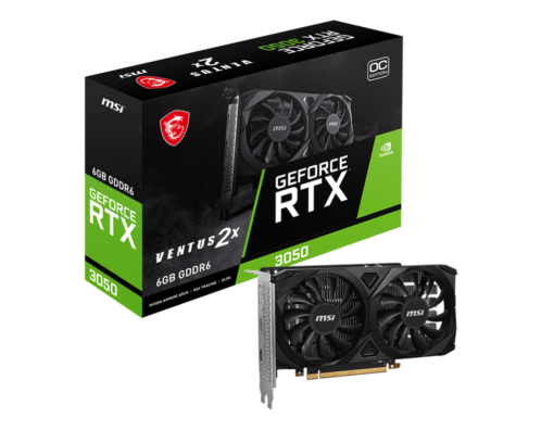 כרטיס מסך MSI GeForce RTX 3050 6GB VENTUS OC GDDR6 2X מאווררים באחריות יבואן רשמי