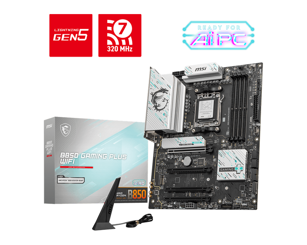 לוח אם MSI B850 GAMING PLUS WIFI AM5 DDR5 WiFi 7 Ryzen 9000/8000/7000 באחריות יבואן רשמי