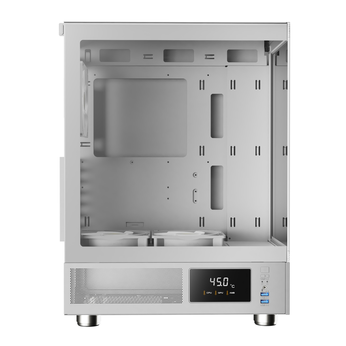 מארז מחשב GAMDIAS ATLAS E1 WHITE Mid-Tower ATX מזכוכית מחוסמת 2x120mm ARGB מאווררים באחריות יבואן רשמי