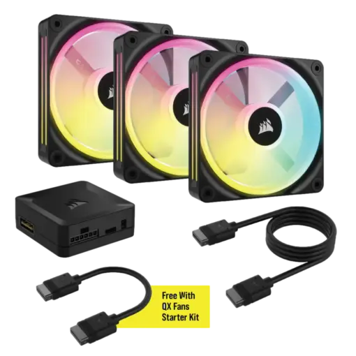 קיט 3 מאווררים 120 CORSAIR iCUE LINK QX120 RGB Starter kit