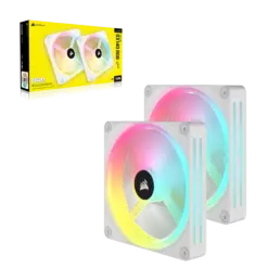 ערכת מאווררי CORSAIR iCUE LINK QX140 RGB עם בקר iCUE LINK – לבן