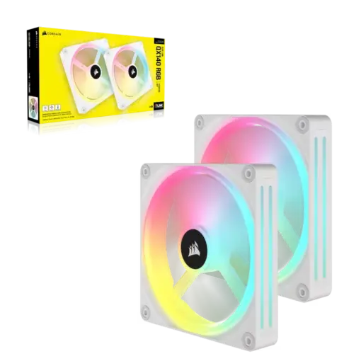 ערכת מאווררי CORSAIR iCUE LINK QX140 RGB עם בקר iCUE LINK – לבן