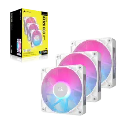 סט מאווררים CORSAIR iCUE LINK RX120 RGB – שלישיית מאווררי 120 ממ PWM בצבע לבן