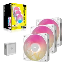 סט מאווררים iCUE LINK RX120 MAX RGB 120mm מבית CORSAIR לבן