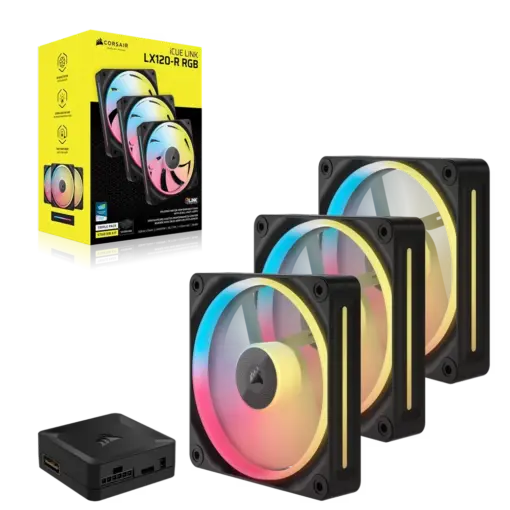 סט מאווררים iCUE LINK LX120‑R RGB 120mm מבית CORSAIR שחור
