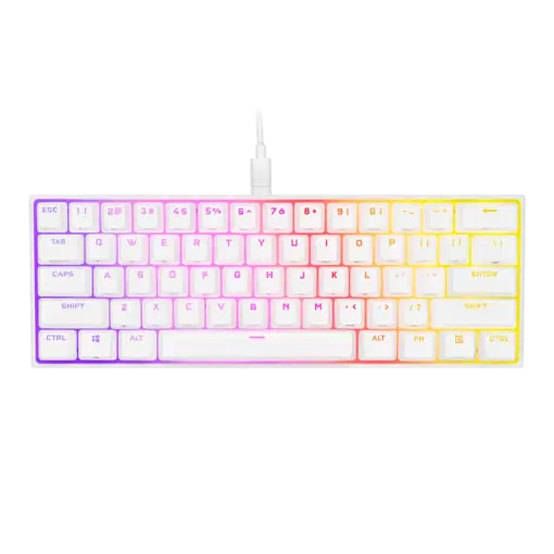 מקלדת מכנית לבנה CORSAIR K65 White RGB MINI 60%