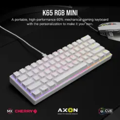מקלדת מכנית לבנה CORSAIR K65 White RGB MINI 60%