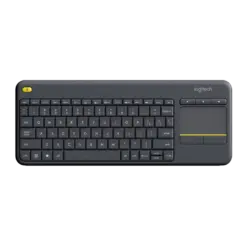 מקלדת אלחוטית Logitech K400 Plus Touch שחורה עם לוח מגע 10m טווח סוללה 18 חודשים באחריות יבואן רשמי