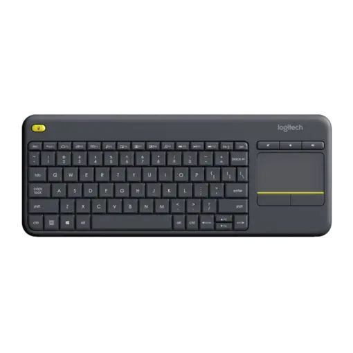 מקלדת אלחוטית Logitech K400 Plus Touch שחורה עם לוח מגע 10m טווח סוללה 18 חודשים באחריות יבואן רשמי