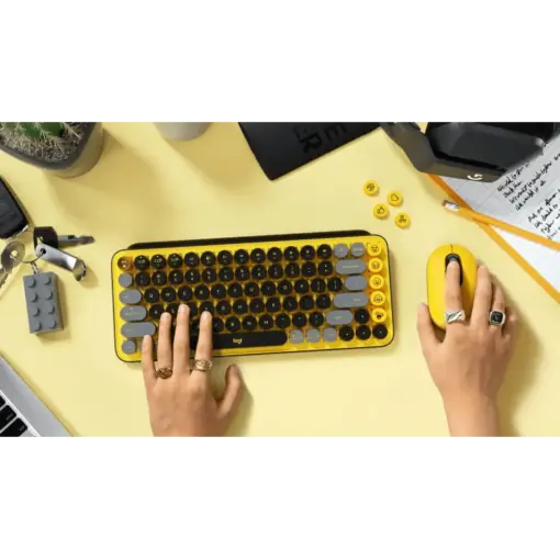 מקלדת מכאנית אלחוטית שחור צהוב LOGITECH POP KEYS