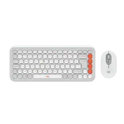 סט מקלדת ועכבר אלחוטיים בצבע אוף-וויט LOGITECH POP ICON COMBO